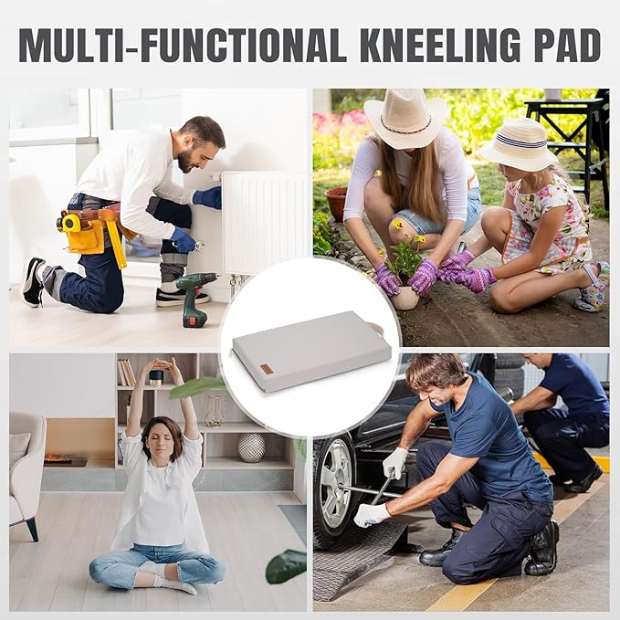 HappyPicnic Waterproof Garden Kneeling Pad - 2" Thick Soft Foam Kneeling Mat for Gardeners with Handle & Removable Cover, Knee Support for Bathing, Grey