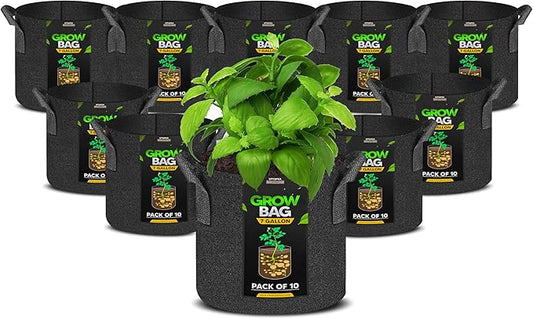 Utopia Home 10 Pack 7 Gallon Grow Bags, 300G Thickened Nonwoven Plant Fabric Pots for Outdoor, Grow Pots, Garden Plant Bags, Aeration Fabric Planters for Fruits, Vegetables and Flowers