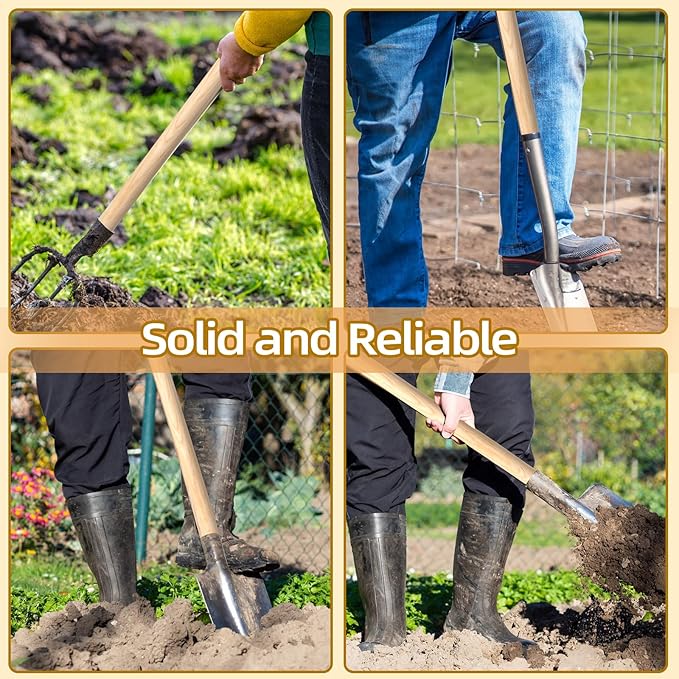 1 Pcs Shovel Handle Replacement 41" Length, 1-1/2" Diameter, Strong Hardwood Solid Ash Wood Straight Handle for Long D Handle Shovels Garden Tool