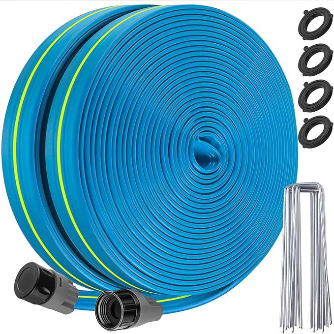 Sprinkler Hose 75FT, Heavy Duty Watering Hoses, Efficient Irrigation Tubing for Garden Lawn Sprinklers System with 30 Pack Staples