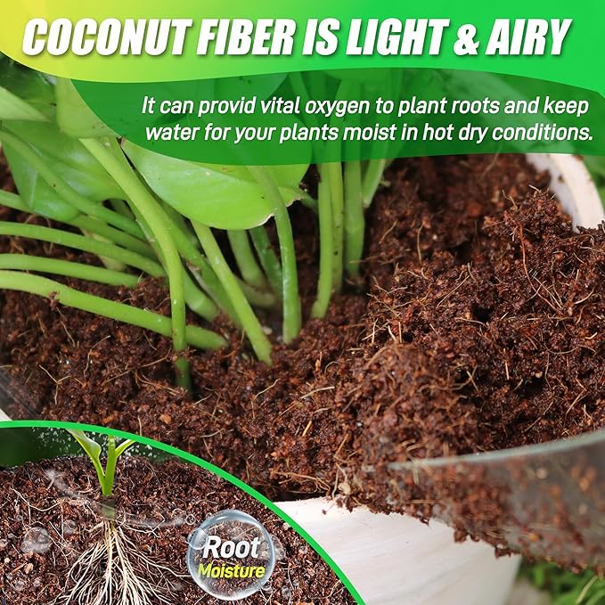 Coco Coir Brick for Plants- 6 Pack Premium 100% Organic Peat Moss Mix with Low EC & pH Balance, Fiber Coconut Husk for Planting, Gardening, Potting Soil Substrate
