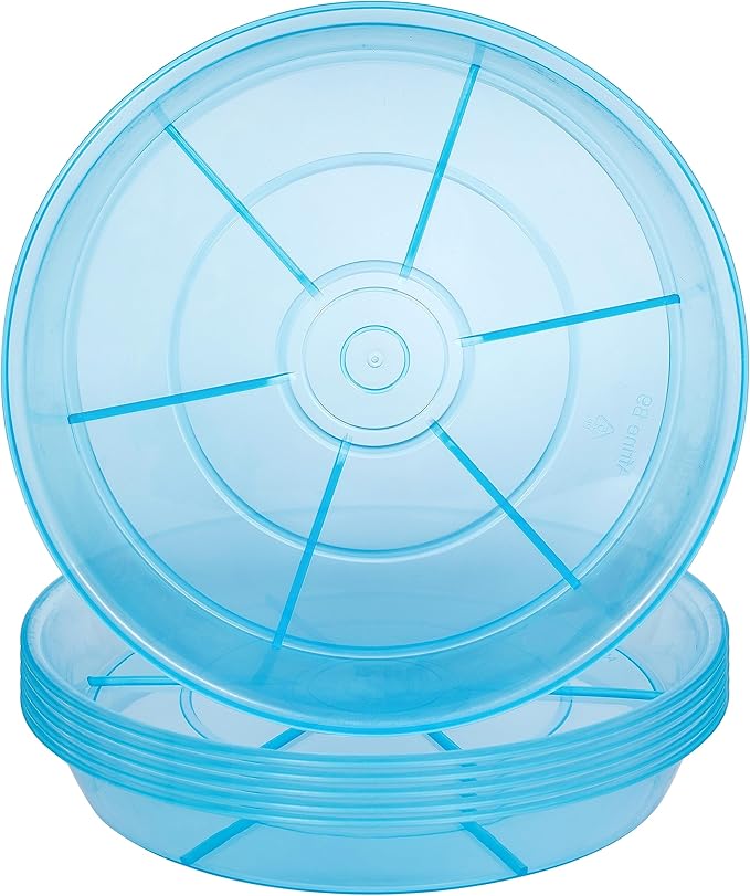 6 Pack Plant Saucer Drip Tray 11 12 inch, Pot Base for Plants Indoor, Heavy Sturdy Plastic Planter Flower Pot Saucers for Outdoor Garden, Plant Water Drip Trays for pots (12", Blue)