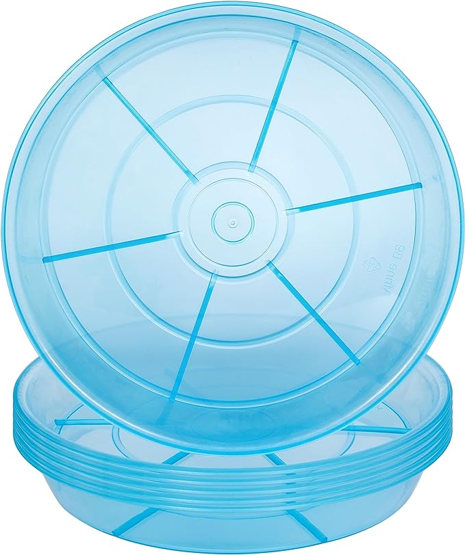 6 Pack Plant Saucer Drip Tray 16 inch, Potting Trays for Plants, Heavy Sturdy Plastic Planter Flower Pot Saucers for Indoor Outdoor Garden, Plant Water Drip Trays for pots (16", Blue)
