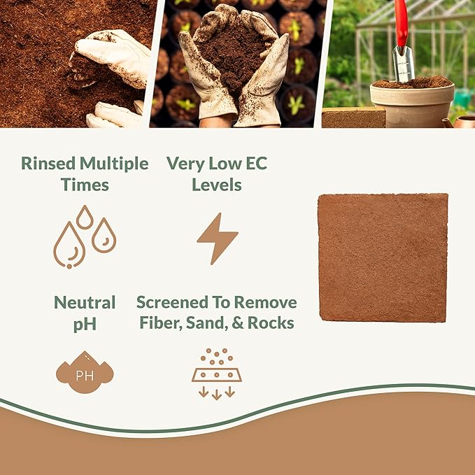 Buffered Coco Bliss (10lbs) - 100% Buffered Coco Coir - Organic Coco Coir for Plants, Garden Soil, & Potting Mixes - Coconut Fiber Substrate Mixes with Potting Soil for Indoor Plants & Outdoor Plants