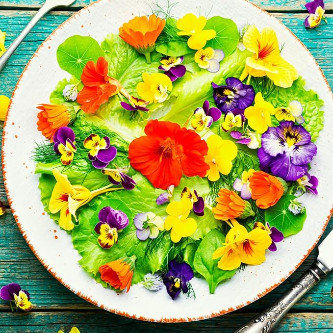 Seed Needs Double Gleam Nasturtium Seeds - 70 Heirloom Seeds for Planting Tropaeolum majus - Edible Flowers to Add to Salads, Grow in a Butterfly Garden to Attract Poillinators (1 Pack)