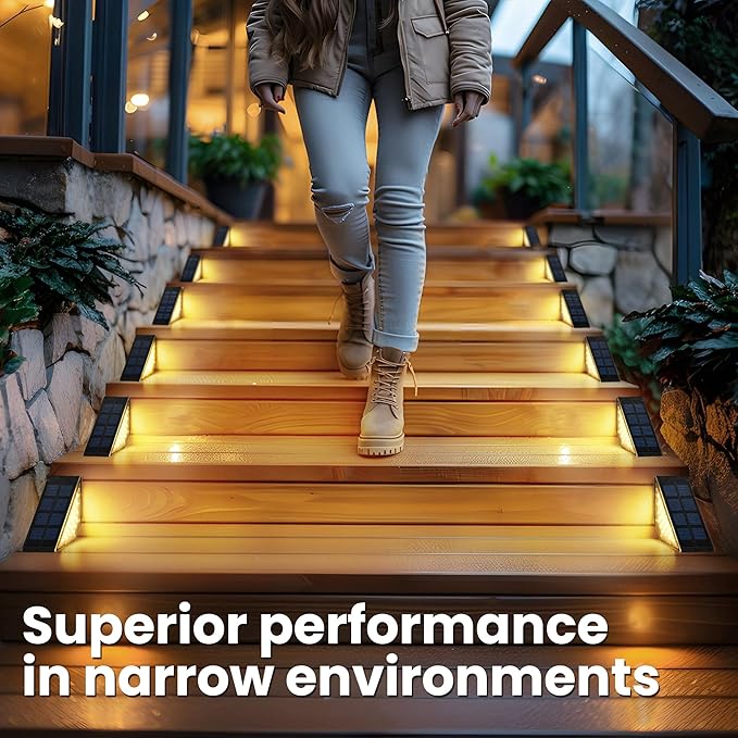 SOLPEX Solar Step Lights for Outside, 24 LEDs Solar Stair Lights Outdoor Waterproof Decor for Porch, Front Door, Stair, Step, Deck, Fence, Balcony, Patio, Wall, Yard, Garden(12 Pack, Warm White)