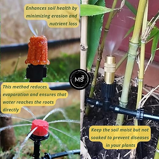 Drip Irrigation System Kit with Timer, Metal Mist, Plastic Mist Nozzle, Red Dripper, 1/4 (65.6 feet) and 5/16 Tube (32.8 feet),Automatic Watering System, Garden Watering System with Timer, Greenhouse