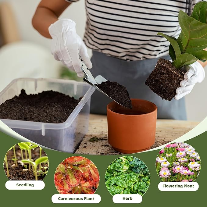 Peat Moss for Plants 4qt, Loam Sphagnum Moss Soil for Gardening, Organic Garden Growing Soil Amendment and Media for Flowers, Vegetables, Herbs, Orchid, Indoor Houseplant