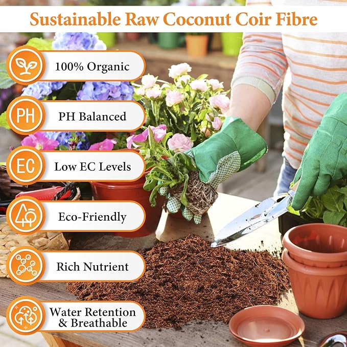 Legigo 10LBS Organic Coco Coir Brick for Plants- 100% Natural Compressed Coconut Coir Brick with Low EC & pH Balance, Coco Coir Fiber Grow Medium Potting Soil for Herbs, Flowers, Plants and Reptile