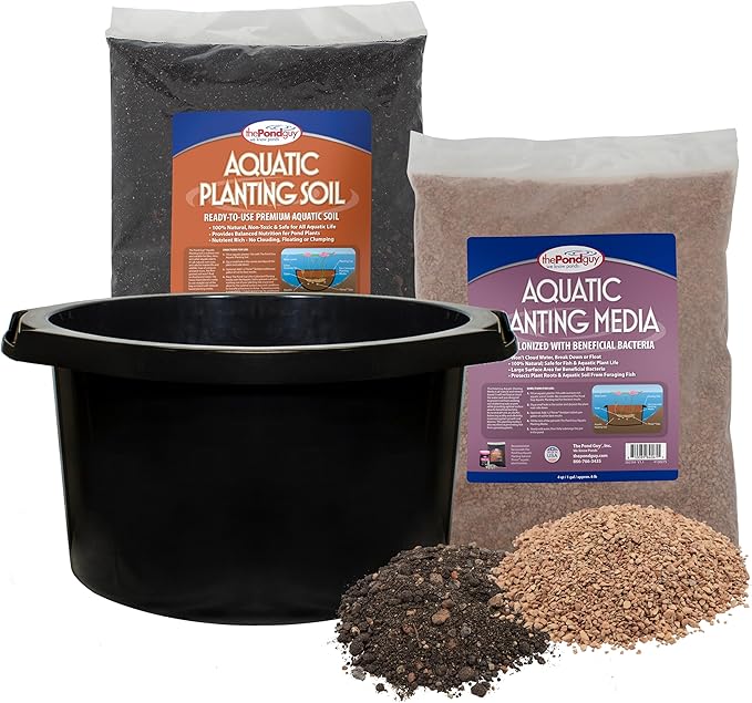 The Pond Guy Planting Tub Kit for Aquatic Plants with Soil & Media, Outdoor Water Garden Planter Pot for Lily, Lotus & Bog Plants, Large Tub Kit