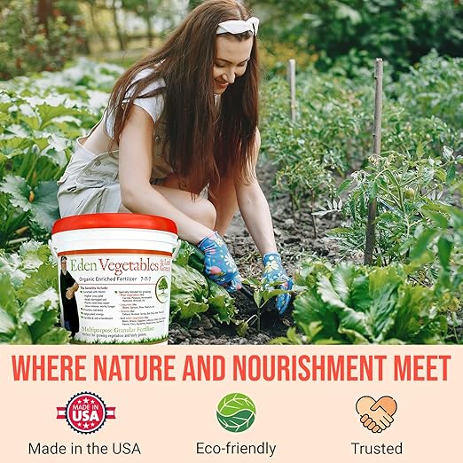Eden Vegetables & Leafy Greens Organic Enriched Fertilizer - Neem Plant Food 7-7-7 Enriched Formula for Perfect Nitrogen, Phosphorous & Potassium Balance (5 lbs)