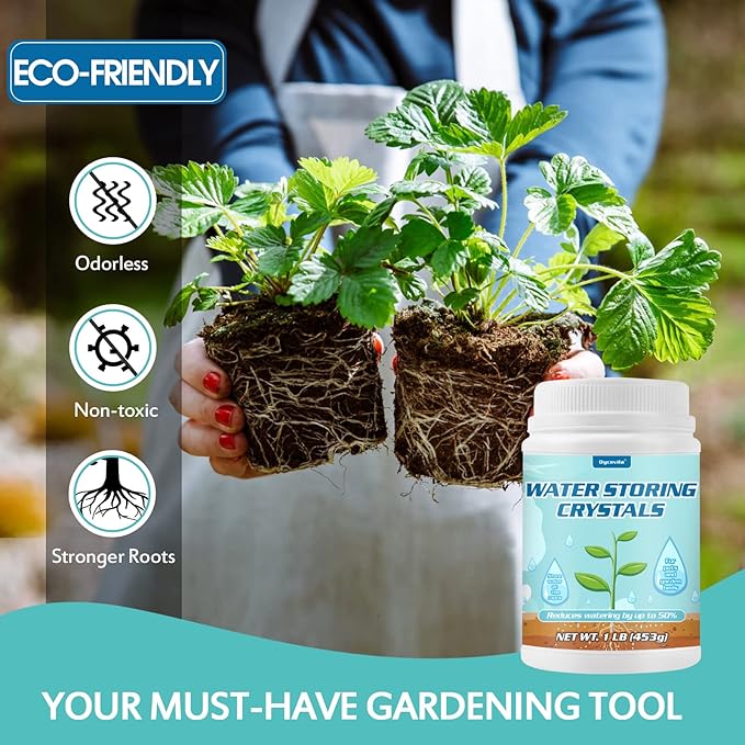 1LB Water Storing Crystals for Plants with Spoon, Water Gel Solves Plant Over-Watering and Drought Problems, Keeps The Soil Moist, Small Water Storing Polymer Crystals for Plants Powder - by Oycevila