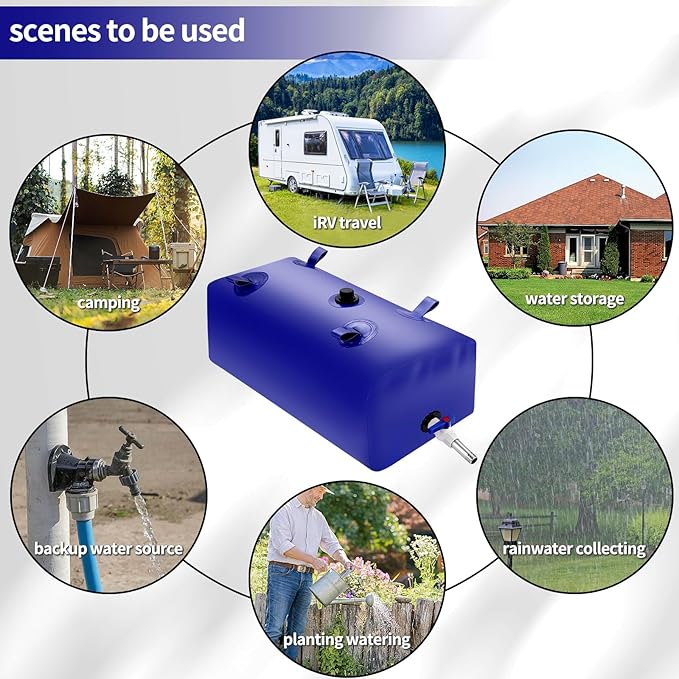 Large Capacity Water Storage Bladder Containers, Bladder Tank for Drought Resistance, Fire Prevention, Emergency Water, Agricultural Irrigation Outdoor (110L/29Gal, Blue)