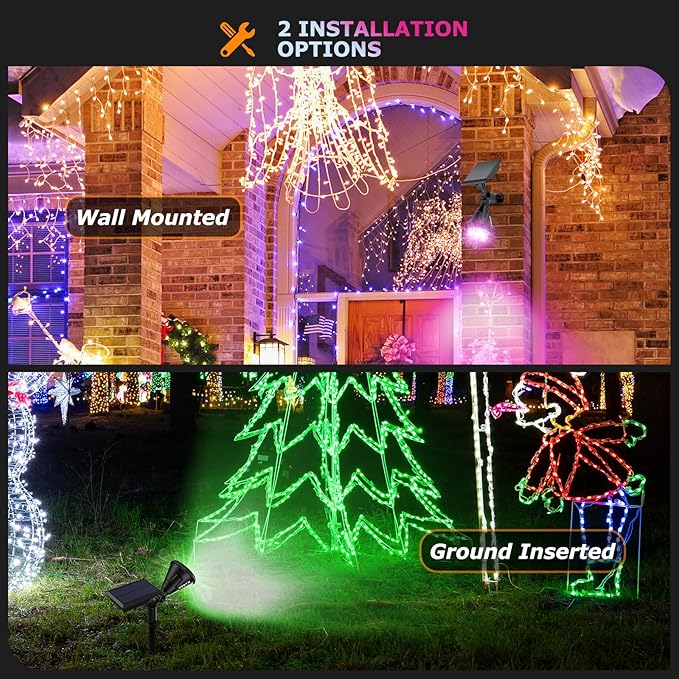 Solar Spotlights Outdoor Color Changing, 180°Adjustable Flag Pole Lights, IP67 Garden Lights Solar Powered Waterproof, Wall Lights for Garden Pool Area Pond, Landscape Solar Light for Yard