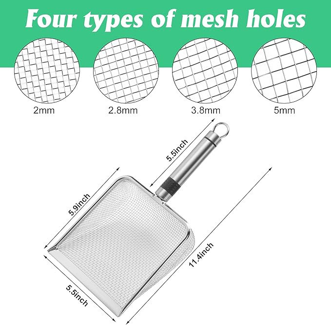 Adnee 4 Pcs Gardening Soil Sifter-5" W Garden Sieve Sifter with Handle (2/2.8/3.8/5 mm Mesh)-Portable Gardening Sifter for Gradening Sand Soil Dirt Compost