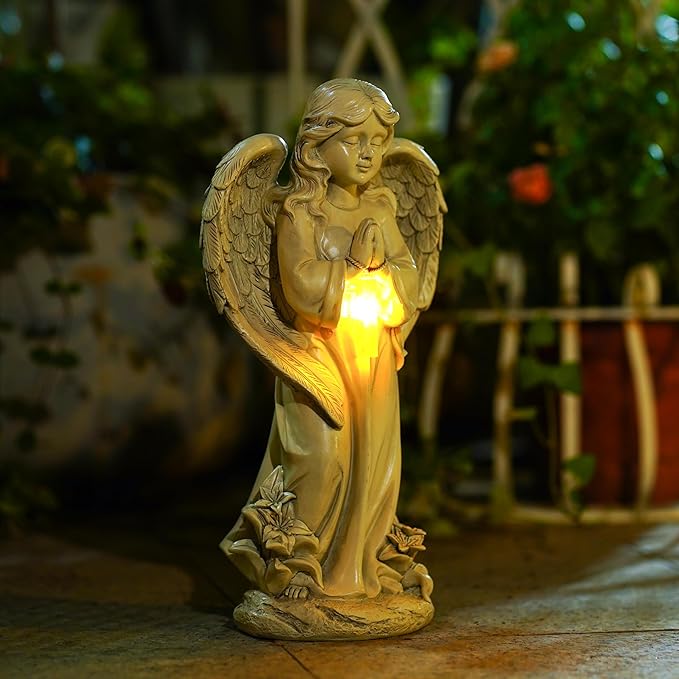 Angel Solar Garden Statues: Cemetery Decorations for Grave Praying Angel Figurines for Outdoor Lawn Yard Patio Decor Memorial Gifts for Women