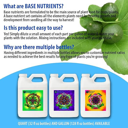 Farmer's Pride 3-Part Organic Blend Fertilizer Set (32 oz Jugs) Quart | Concentrated Plant Food for All Plants & Gardens | Makes Up to 470 Gallons | Blue Planet Nutrients