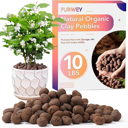10 LBS Organic Clay Pebbles 4mm-16mm Leca for Plants 100% Natural Hydroton Clay Pebbles for Hydroponic Growing Gardening Orchids Drainage Decoration Aquaponics