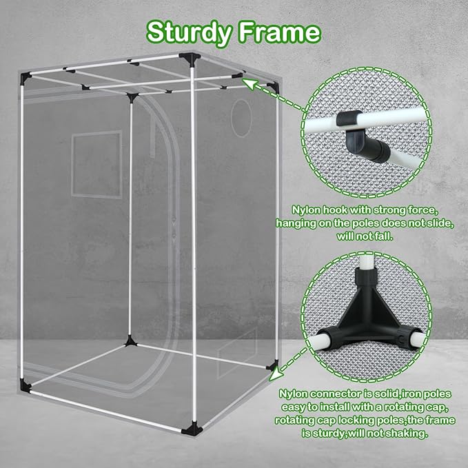 32"x32"x63" Grow Tent for Indoor Plants 600D Mylar Hydroponic High Reflective GrowTents for Plant Fruit Flower Veg Growing