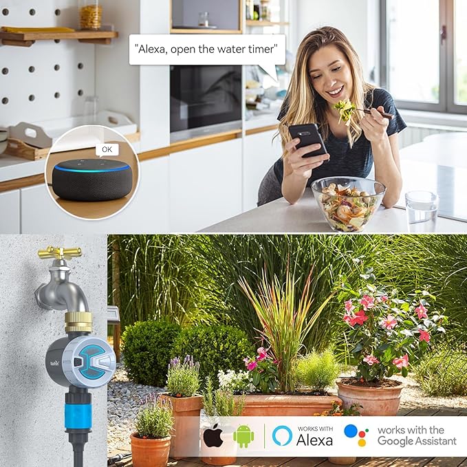 RAINPOINT Sprinkler Timer WiFi Water Timer, Smart Wireless Hose Faucet Timer for Garden, Irrigation System Controller, APP Remote Control via 2.4Ghz WiF (WiFi Sprinkler Timer (Brass Swivel))