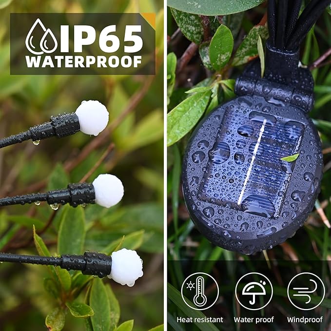 Solar Garden Lights, 2-Pack Dual Mode 20-LED Waterproof Outdoor Solar Firefly Lights for Yard, Patio, Pathway – Warm White Ambiance