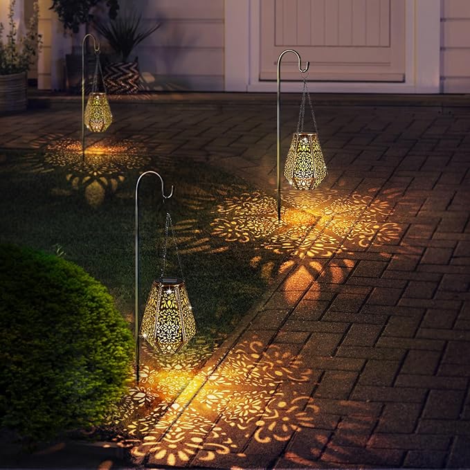 Solar Lantern Outdoor Waterproof - Hanging Garden Decor Lights for Patio, Yard, Tree, Porch - Decorative Lantern for Christmas Gifts for Mom, Grandma