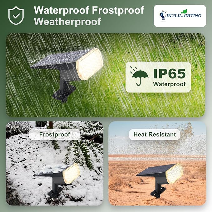 DINGLILIGHTING Waterproof Solar Lights Outdoor: IP65 Led Spot Light Decorations for Garden - 3 Lighting Modes Solar Powered for Yard - Dust to Dawn Uplighting Landscape Pathway Drive Patios 6PC Warm