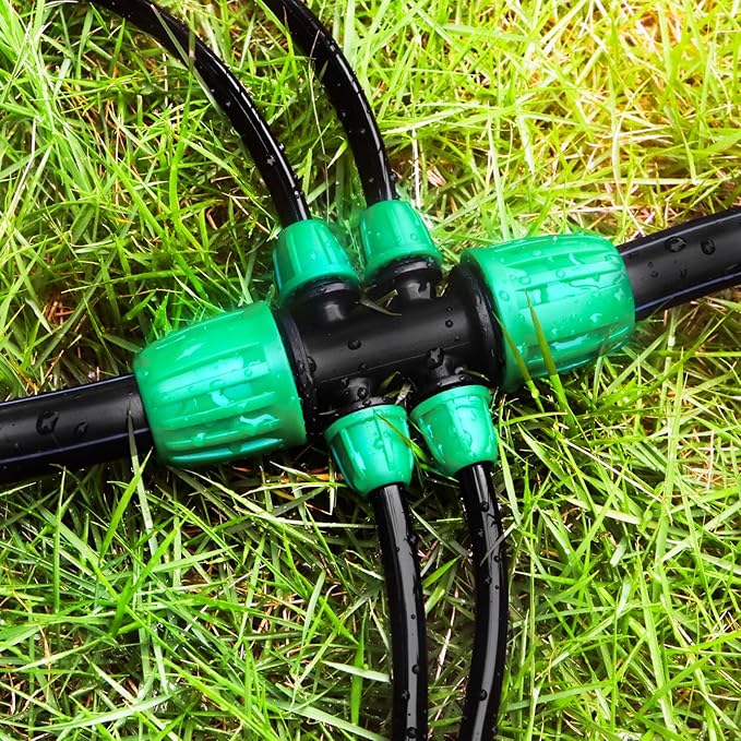 12 Pack 1/2 Inch To 1/4 Inch Drip Irrigation Fittings (1/2" ID x 0.65" OD), Drip Line Irrigation Locked Barbed 1/2" To 1/4" Adapter Anti Leak Irrigation System 1/2 In. To 1/4 In. Reducing Tee