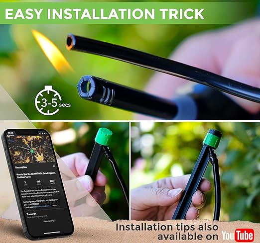 CARPATHEN 12pcs Drip Irrigation Emitters - Compatible with ¼ inch Drip Irrigation Tubing - 360 Degree Adjustable Flow Garden Irrigation Drippers for Drip Irrigation System - Spare Parts Included