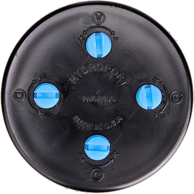 Raindrip 13400UB Hydro-Port Adjustable Four Bubbler, up to 30 GPH Per Outlet, Black-Blue