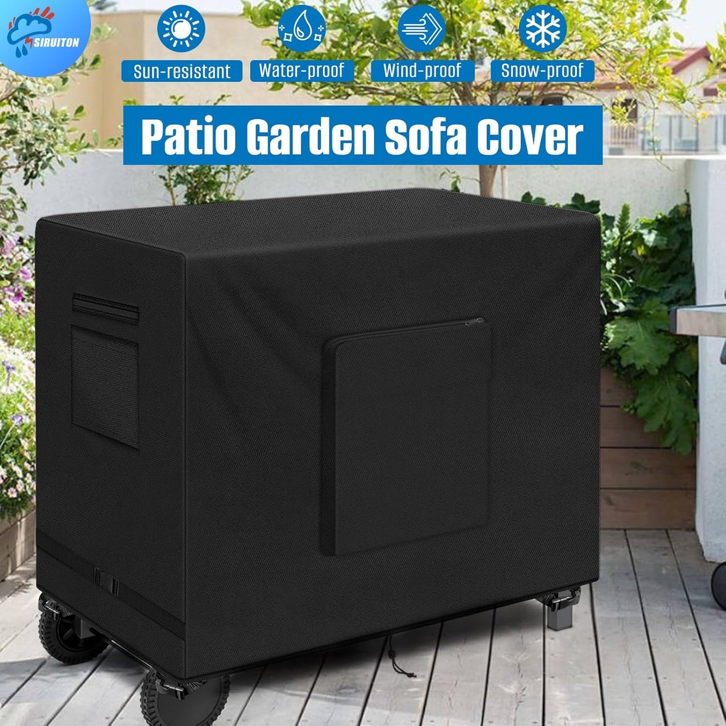 SIRUITON Outdoor Bar Cart Cover for 30 Inch Portable Outdoor Table, Heavy Duty 600D Oxford Fabric Outdoor Waterproof BBQ/Worktable Metal Movable Table Cover