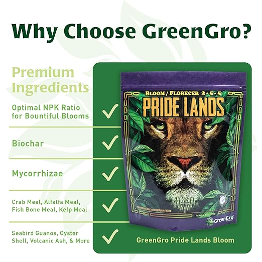 Pride Lands Bloom Ultra-Premium Organic Dry Fertilizer w/NO Fillers, Bigger, Brighter Flowers and Plants w/Our Complete Bloom Food, Recharge Nutrients and Boost Growth w/Optimal Blend of NPK, 10 lb