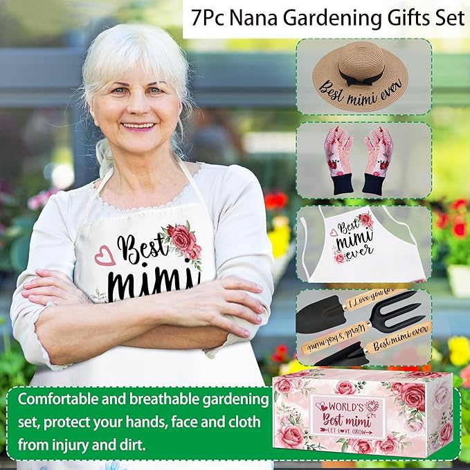 Mimi Gifts,Mimi Birthday Gifts,Mimi Gardening Gifts for Women Garden Tools Kit Outdoor Horticulture Starter Birthday for Mimi/Grandma Plant Lover