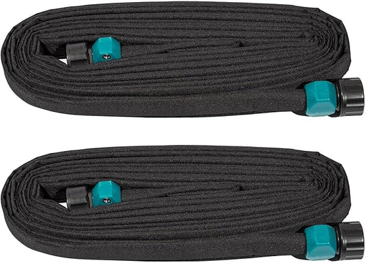 LINEX Flat Soaker Hose 150 ft for Garden Beds, 1/2'' x 75 ft 2 Pack Drip Irrigation Hoses Save Water 80% Heavy Duty for Vegetable