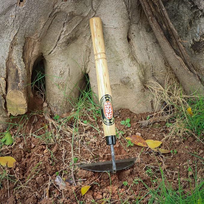 Kana Hoe 217 Japanese Garden Tool - Hand Hoe/Sickle is Perfect for Weeding and Cultivating. The Blade Edge is Very Sharp. (Beige-007)