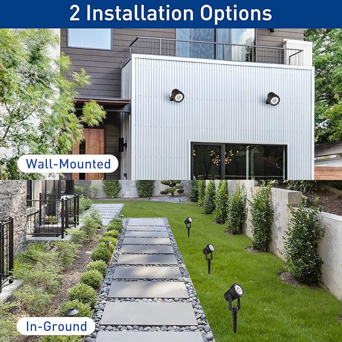 T-SUNUS Solar Spot Lights Outdoor White 4 Pack 6000K, IP65 Waterproof Landscape Spotlights with Separate Solar Panel & 9.8ft Cable Auto On/Off for Flag Pond Trees Driveway Garden Pathway Pool Area