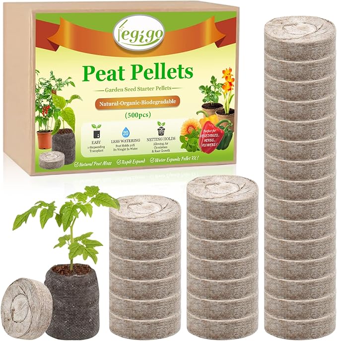 Legigo 500 Pcs 30mm Seed Starter Peat Pellets Pods for Seedlings- Compressed Seed Starting Pellets Seed Starter Pods Plugs Soil Peat Pods for Starting Seeds, Garden Planting Herb Flower Vegetables