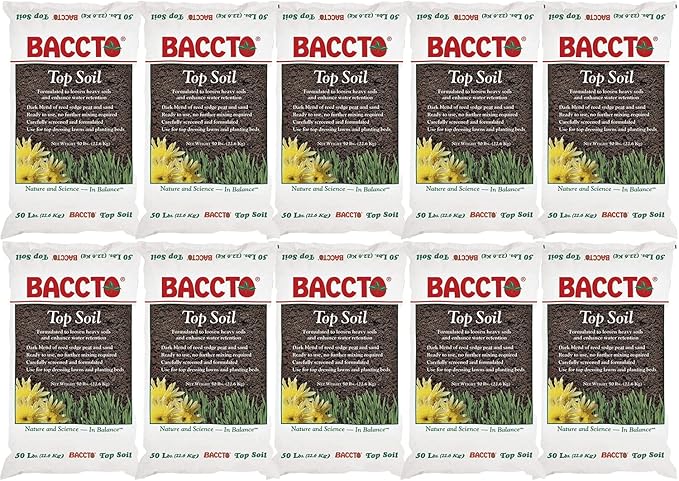 1550P Baccto Topsoil for Lawns, Gardens, and Raised Planting Beds with Reed Sedge, Peat, and Sand Mix, 50 Pounds (10 Pack)