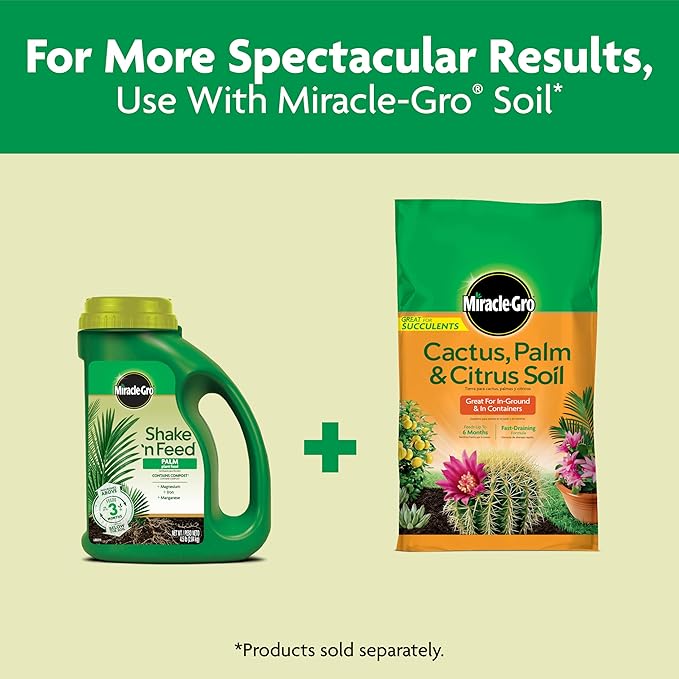 Miracle-Gro Shake 'N Feed Palm Plant Food, For Container and In-Ground Plants, Palm Trees, Cycads and Tropical Plants, 4.5 lbs.