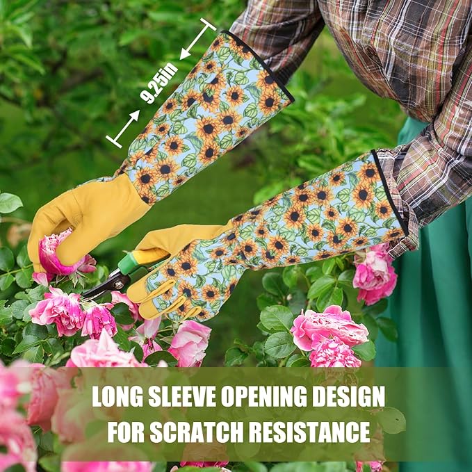 Womens Gardening Weeding Working Gloves, Leather Garden Glove for Women Thorn Proof No Stab for Digging, Planting,Pruning