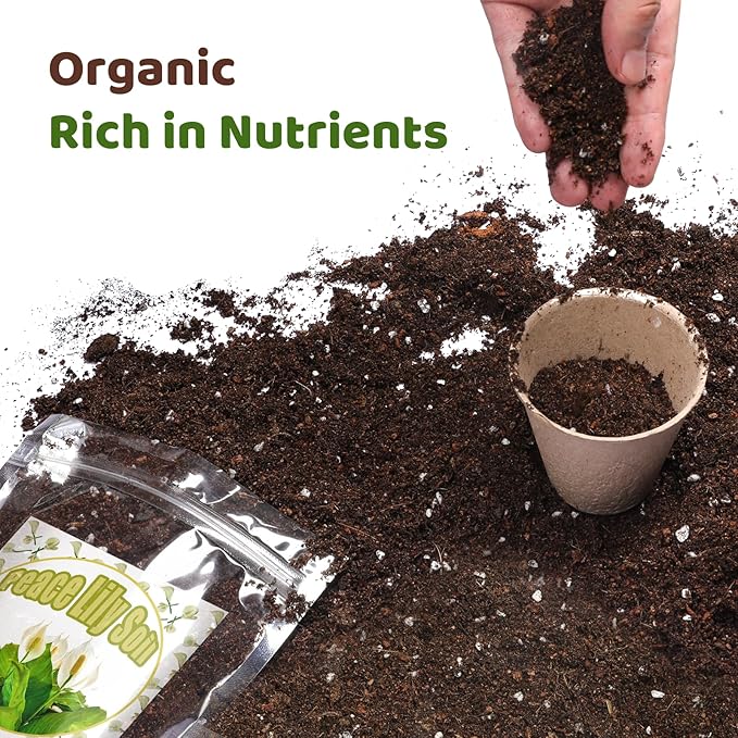 Organic Peace Lily Soil Mix 4qt, Indoor Plants Potting Mix for Planting, Growing, or Repotting Peace Lily Plants, Grow Healthy houseplants Indoors