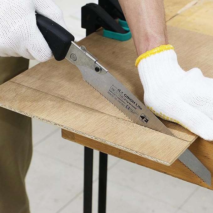 KAKURI Japanese Hand Saw [Hardwood, Plywood, Laminated Wood] 8-1/4" Japanese Pull Saw with Blade Cover, Made in JAPAN