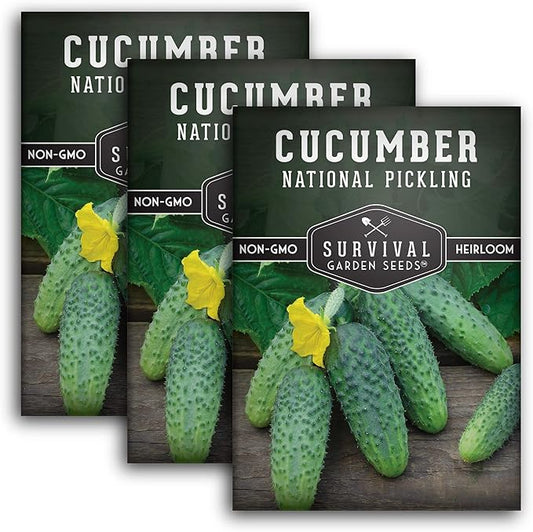 Survival Garden Seeds - National Pickling Cucumber Seed for Planting - Packet with Instructions to Plant and Grow Cucumis Sativus in Your Home Vegetable Garden - Non-GMO Heirloom Variety