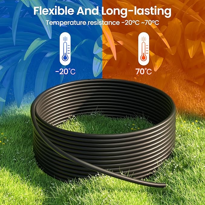 MIXC 100FT 1/4 inch Blank Distribution Tubing With 10 packs 1/4" Drip Irrigation Tee Connectors,Suitable For Quick Connector Irrigation Systems
