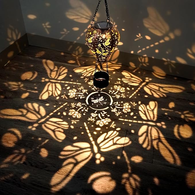 4-Pack Dragonfly Decor Hot Air Balloon Solar Lantern – Outdoor Decorative Hanging Light for Garden Yard Patio Porch Lawn and Pathway – Unique Housewarming, Birthday Gift for Women Mom Grandma