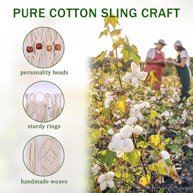 IGaiety Macrame Plant Hanger,7 Pack Plant Hanger Indoor Hanging Macrame Planters with 7Pcs Ceiling and S Hooks-Handmade Macromay Plant Hanger Outdoor Macrame Plant Holder for Boho Home Decor