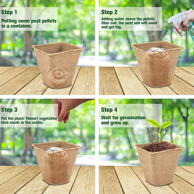 ZeeDix 30mm 50Pcs Compressed Peat Pellet Fiber Soil Plant Seed Starters - Nursery Plugs Pallet Seedling Soil Block for Grow Herbs Plant Flowers Vegetables(with Box)