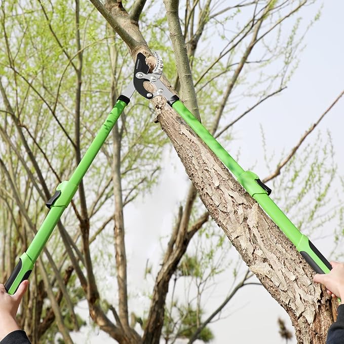 28-37" Extendable Anvil Loppers for Tree Trimming Heavy Duty with Compound Action,Chops Thick Branch Ease with 2" Clean Cut Capacity,Telescopic Branch Cutter with SK5 Sharp Blade