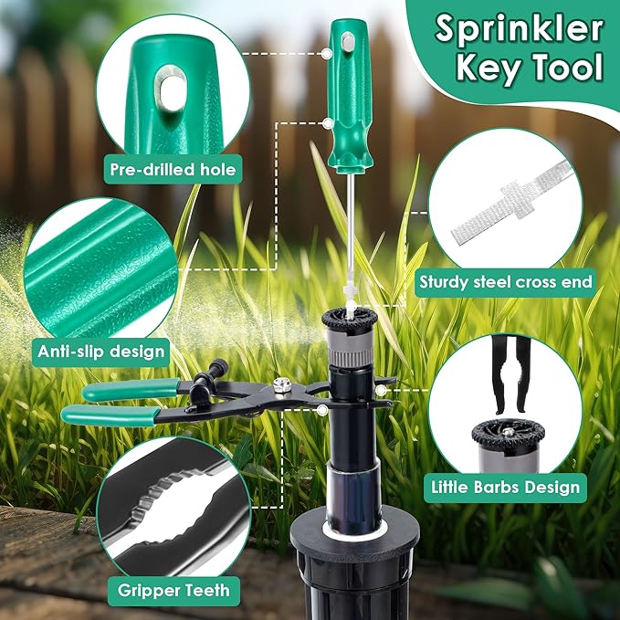 Sprinkler Head Tool Compatible with Rain Bird, Spray Head Pull up Tools and Sprinkler Rotor Adjustment Tool Sprinkler Removal Tool, Sprinkler Wrench for Lawn Irrigation Sprinkler System Repair