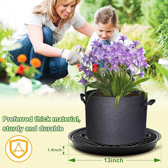 4-Pack Self-Watering Fabric Pot Base, Auto-Irrigation Water Delivery System for Plant Growth Bags, Automatic Watering Plant Saucer for Fabric Planters